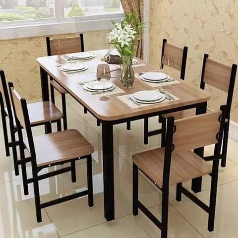 7pcs Dining Table Simple Table And Chair Combination Living Room Furniture